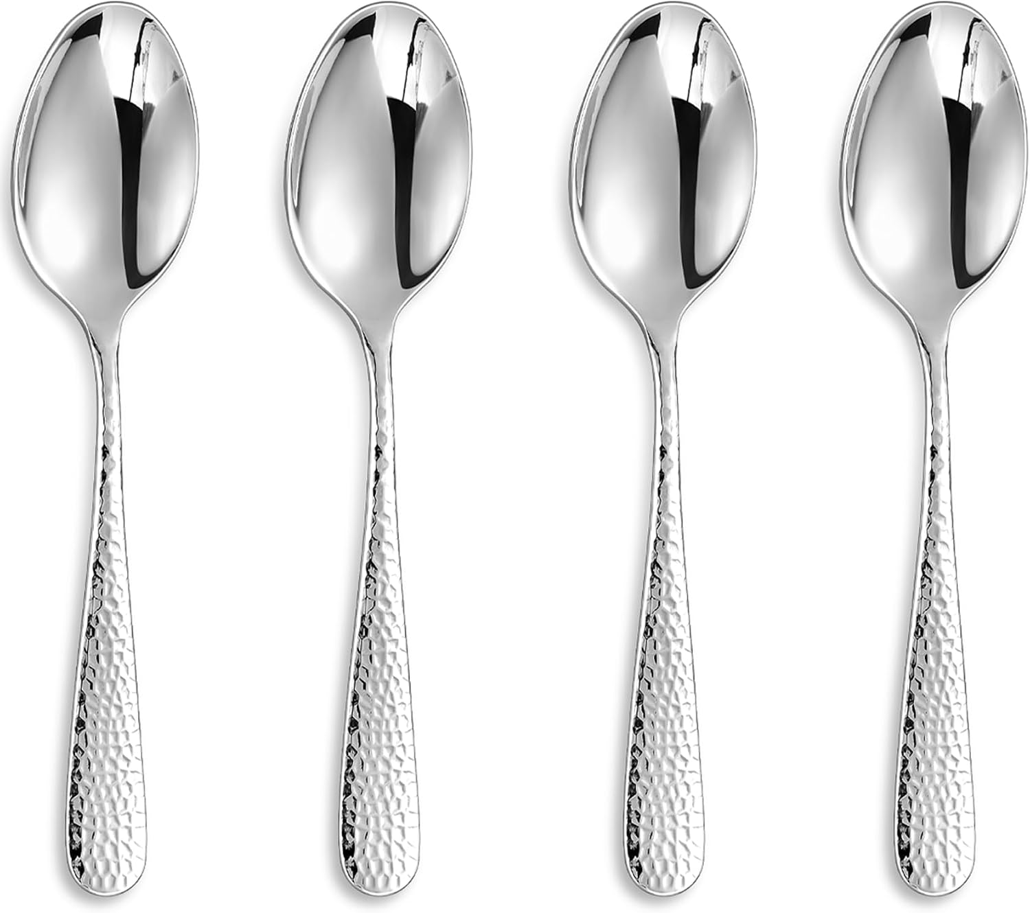 KEAWELL Premium 4-Piece Louise Hammered Spoons Set  18/10 Stainless Steel  Set of 4  Fine Spoon Set with Round Edge  Dishwasher Safe (6.4" Teaspoons)