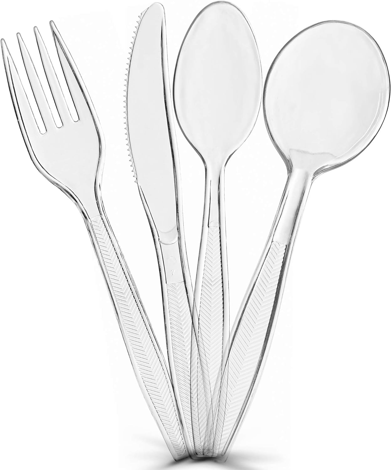 Plasticpro Clear Plastic Soup Spoons Disposable Cutlery Medium Weight Utensils 100 Count