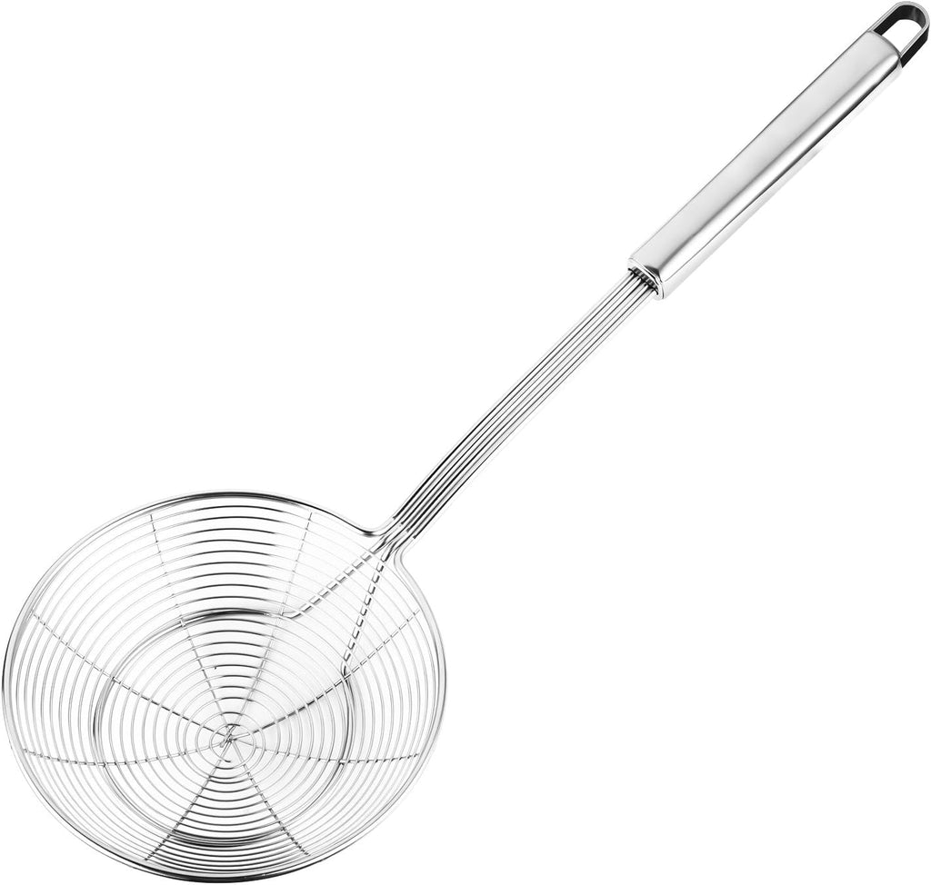 Hiware Solid Stainless Steel Spider Strainer Skimmer Ladle for Cooking and Frying  Kitchen Utensils Wire Strainer Pasta Spoon  5.4 Inch